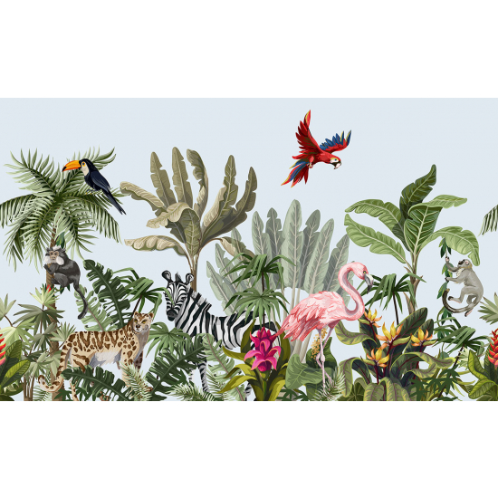 Papier peint panoramique Enfants - Animaux de la Jungle