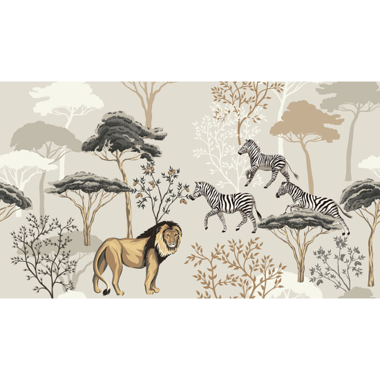 Papier peint panoramique Enfants - Animaux de la Savane