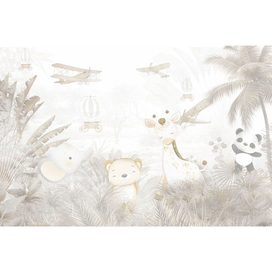 Papier peint panoramique Enfants - Avions Animaux