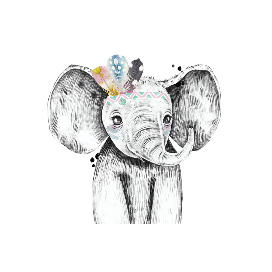 Papier peint panoramique Enfants - Éléphant indien