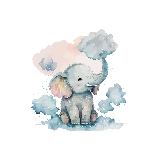 Papier peint panoramique Enfants - Éléphant nuages