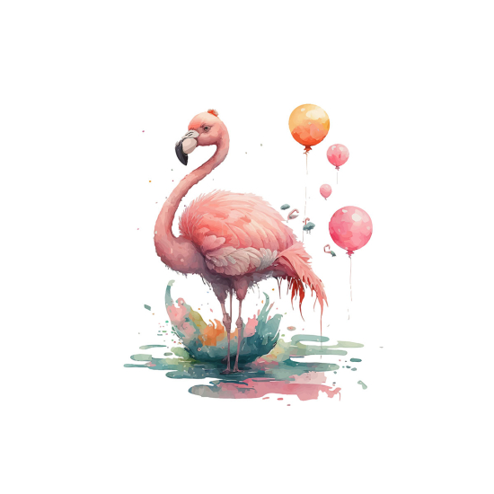 Papier peint panoramique Enfants - Flamant rose ballons