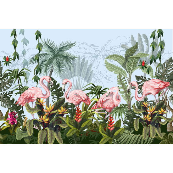 Papier peint panoramique Enfants - Flamants roses
