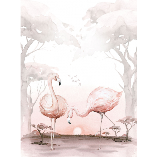 Papier peint panoramique Enfants - Flamants roses