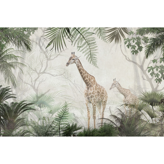 Papier peint panoramique Enfants - Forêt tropicale Girafes