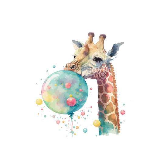 Papier peint panoramique Enfants - Girafe ballons