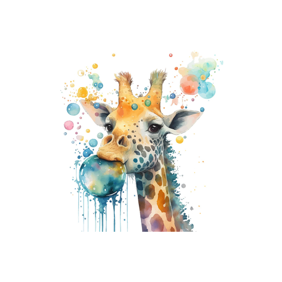 Papier peint panoramique Enfants - Girafe bulles