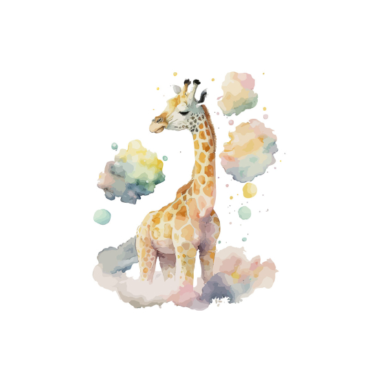 Papier peint panoramique Enfants - Girafe nuages