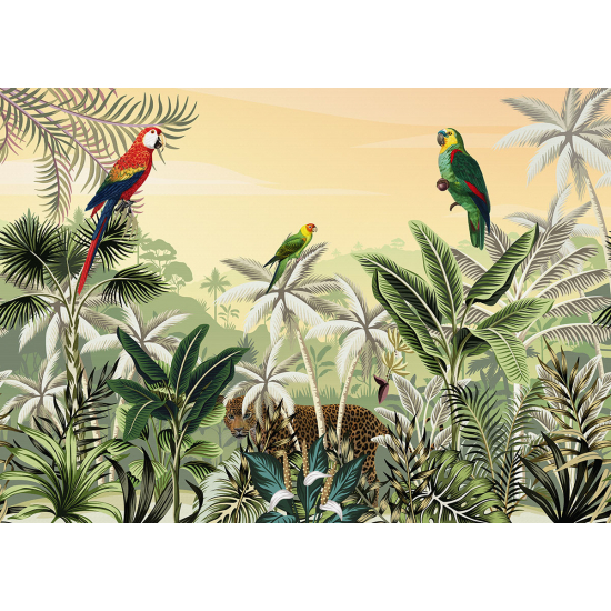 Papier peint panoramique Enfants - Jungle Perroquets