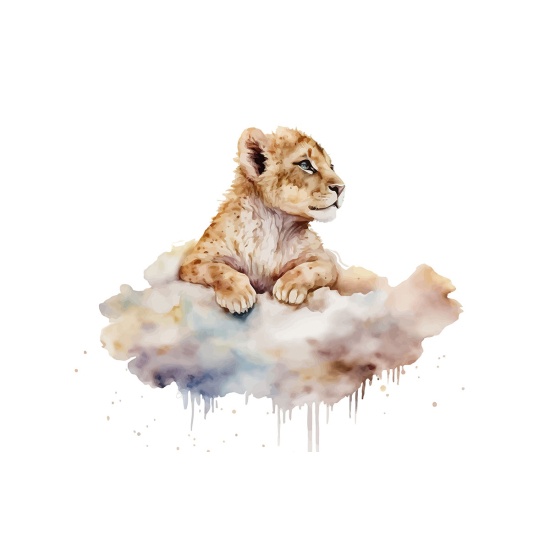 Papier peint panoramique Enfants - Lion nuages