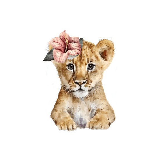 Papier peint panoramique Enfants - Lionne Fleurs