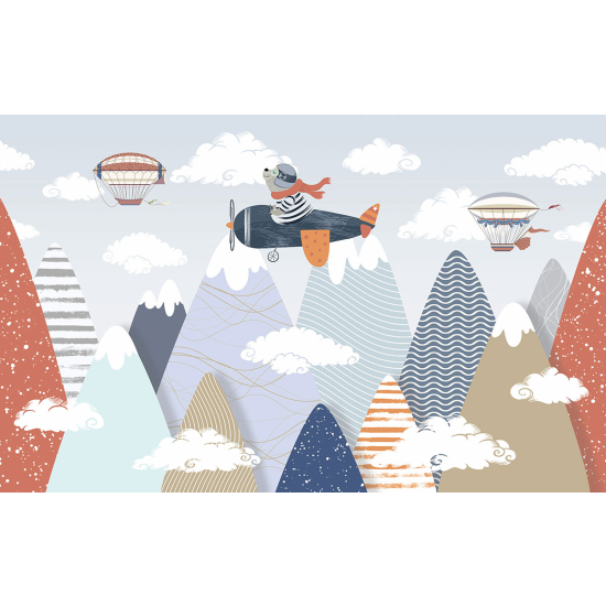 Papier peint panoramique Enfants - Ourson Aviateur