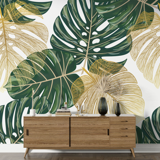 Papier peint panoramique - Feuilles tropicales
