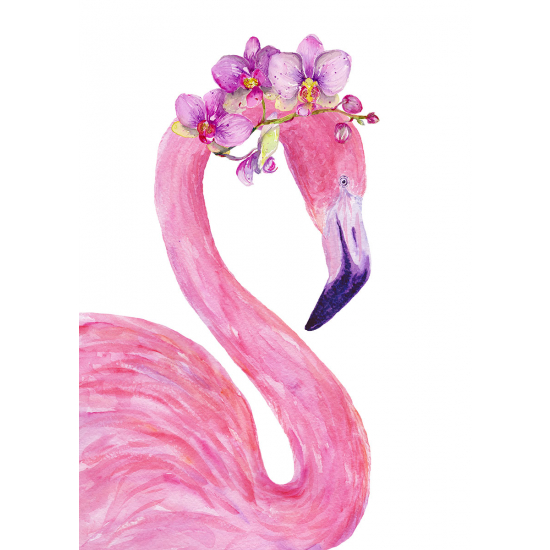 Papier peint panoramique - Flamant rose Fleurs