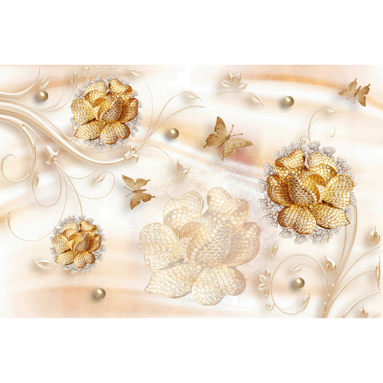 Papier peint panoramique - Fleurs 3D