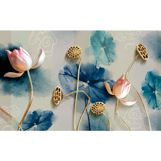 Papier peint panoramique - Fleurs Effet  3D