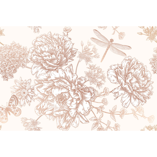Papier peint panoramique - Fleurs Libellule