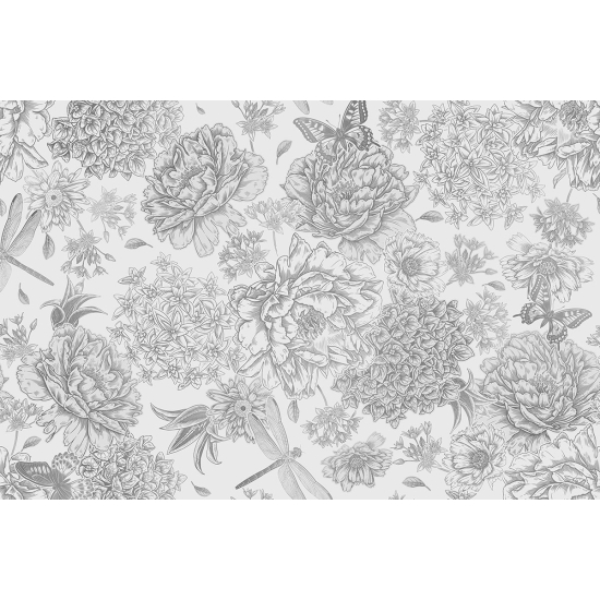 Papier peint panoramique - Fleurs Libellules