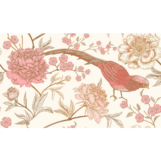 Papier peint panoramique - Fleurs Oiseau