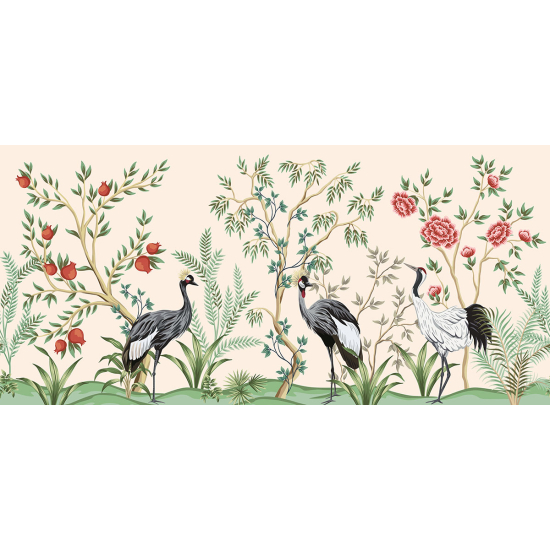 Papier peint panoramique - Fleurs Oiseaux