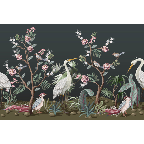 Papier peint panoramique - Fleurs Oiseaux