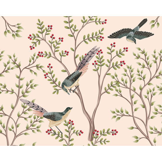 Papier peint panoramique - Fleurs Oiseaux