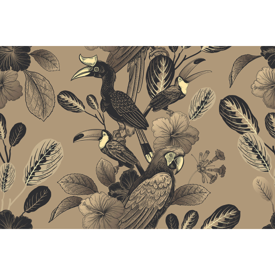 Papier peint panoramique - Fleurs Oiseaux