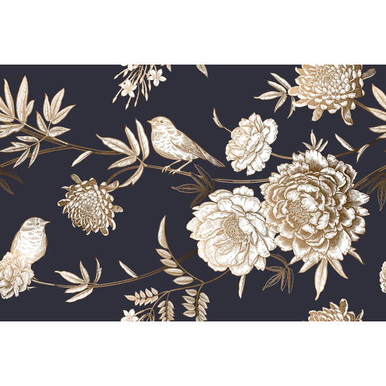 Papier peint panoramique - Fleurs Oiseaux