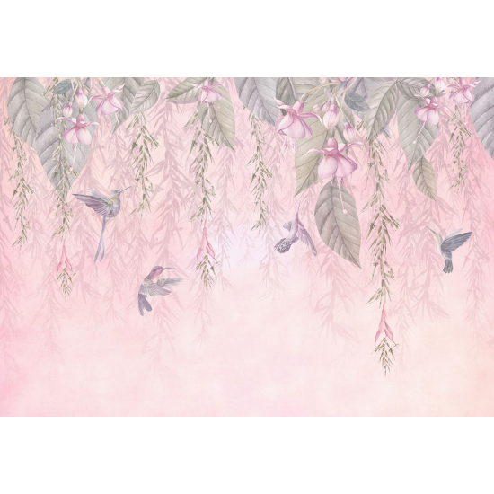 Papier peint panoramique - Fleurs Oiseaux