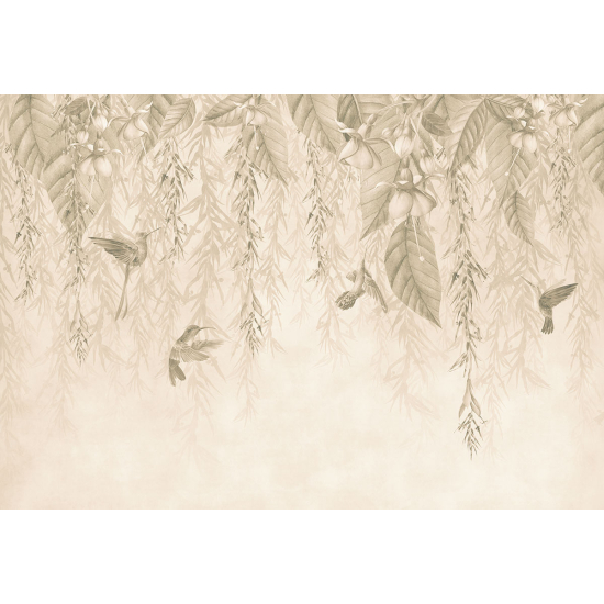 Papier peint panoramique - Fleurs Oiseaux