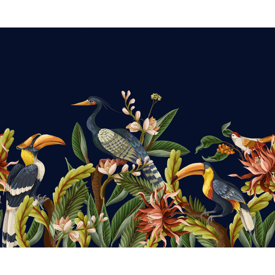 Papier peint panoramique - Fleurs Oiseaux