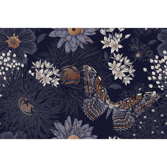 Papier peint panoramique - Fleurs Papillon
