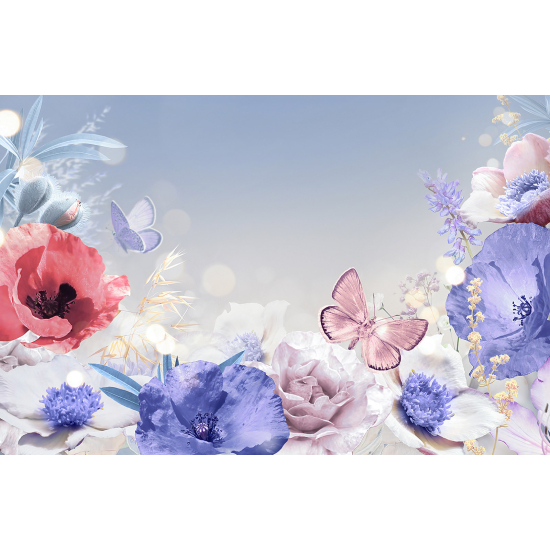 Papier peint panoramique - Fleurs Papillon