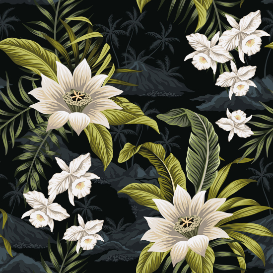 Papier peint panoramique - Fleurs tropicales