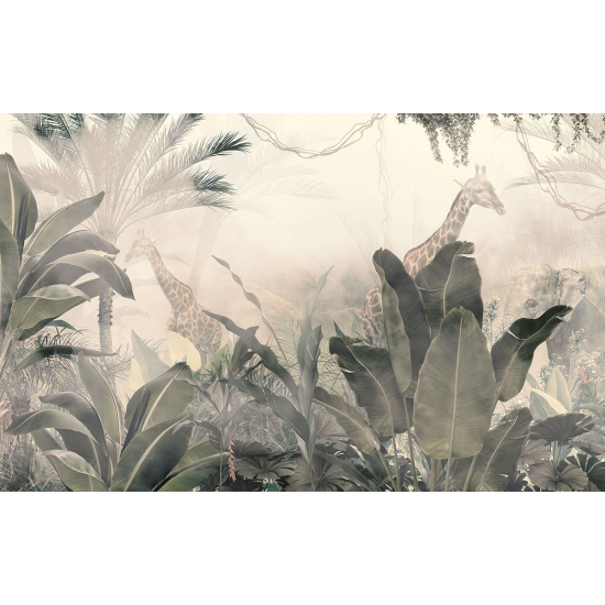 Papier peint panoramique - Forêt tropicale Girafes
