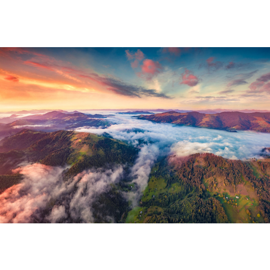 Papier peint panoramique - Montagnes nuages