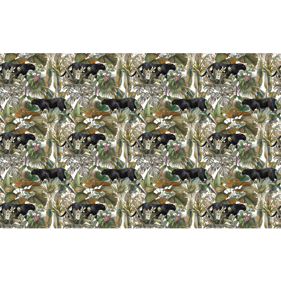 Papier peint panoramique - Motif Feuilles Panthères noires