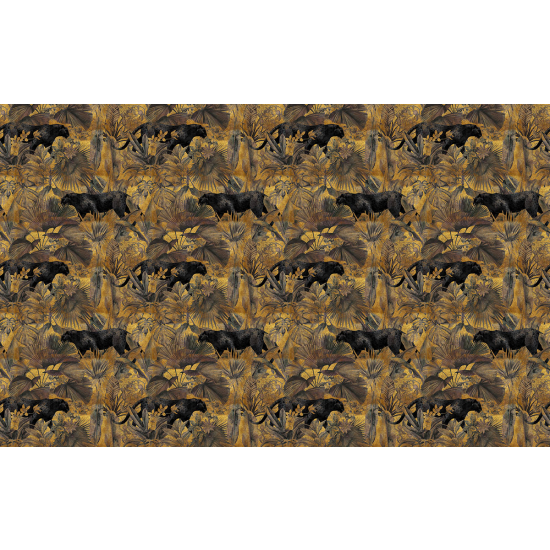 Papier peint panoramique - Motif Feuilles Panthères noires