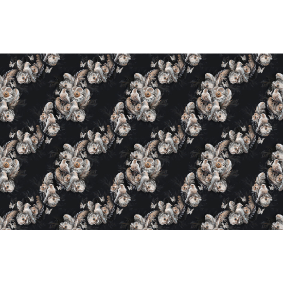Papier peint panoramique - Motif Fleurs Oiseaux