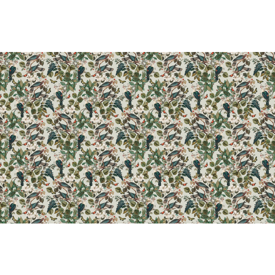 Papier peint panoramique - Motif Fleurs Oiseaux