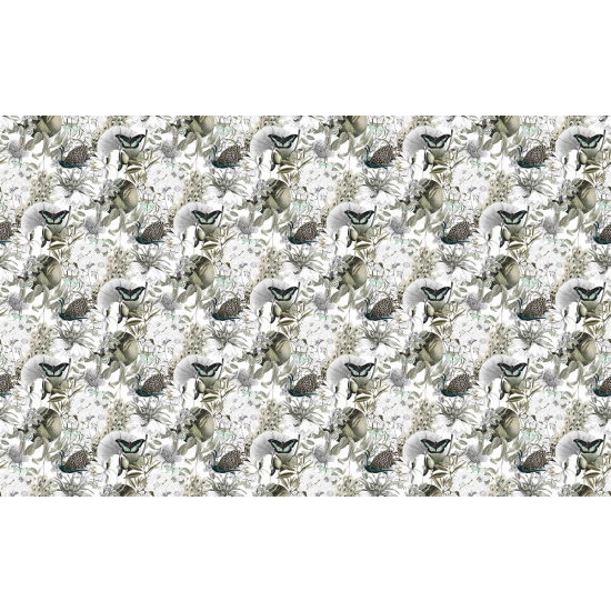 Papier peint panoramique - Motif Fleurs Papillons