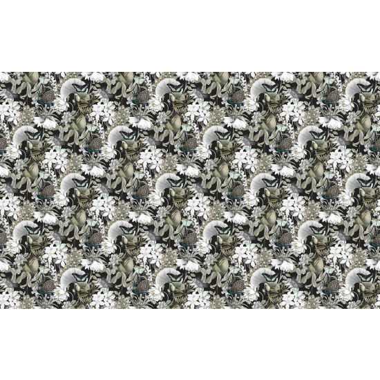 Papier peint panoramique - Motif Fleurs Papillons