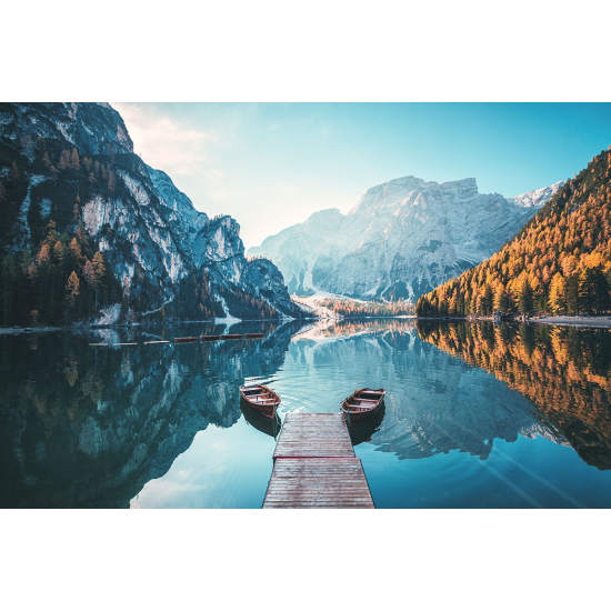 Papier peint panoramique - Ponton Lac et Montagnes