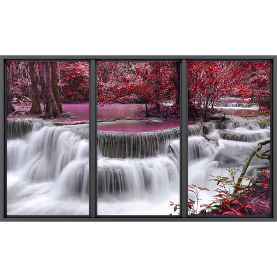 Papier peint panoramique Trompe l'œil baie vitrée - Cascades