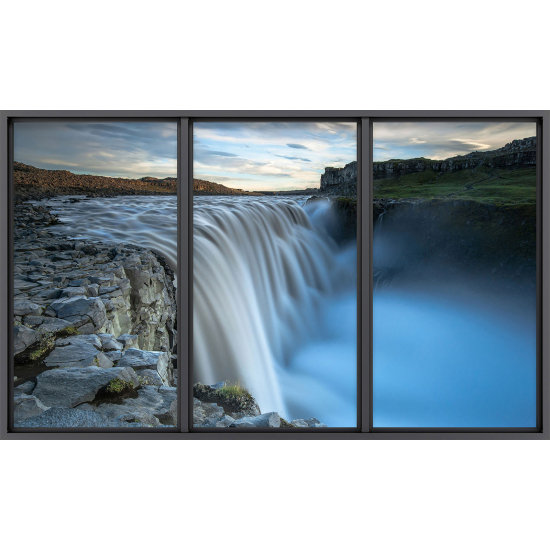 Papier peint panoramique Trompe l'œil baie vitrée - Cascades