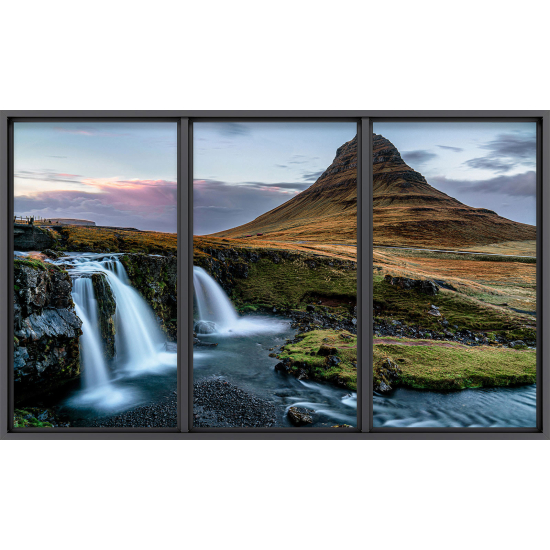 Papier peint panoramique Trompe l'œil baie vitrée - Cascades