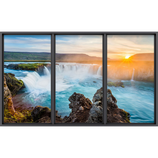 Papier peint panoramique Trompe l'œil baie vitrée - Cascades