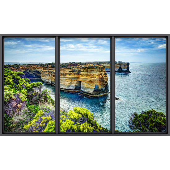 Papier peint panoramique Trompe l'œil baie vitrée - Falaises