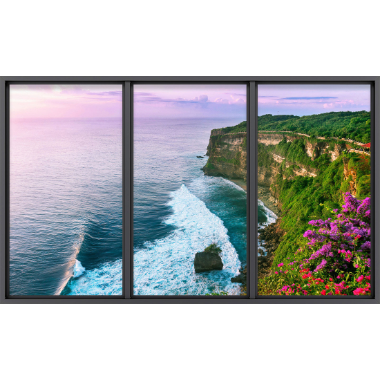 Papier peint panoramique Trompe l'œil baie vitrée - Falaises