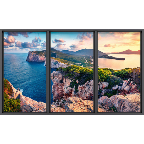 Papier peint panoramique Trompe l'œil baie vitrée - Falaises